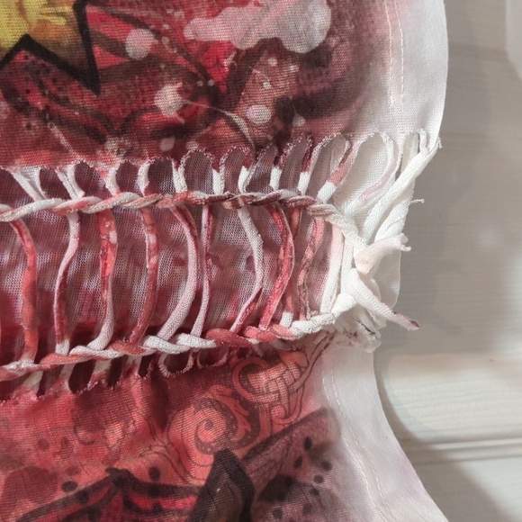 Wet Seal Wm's XS, Jr - XL Semi Sheer Fitted Graphic Open Back Burnout - Picture 6 of 7